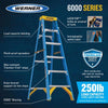 Werner 6 ft. H Fiberglass Step Ladder Type I 250 lb. capacity