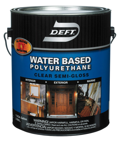 Deft Water Based Polyurethane Semi-Gloss Clear Waterborne Wood Finish 1 gal. (Pack of 4)