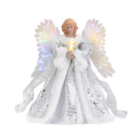 Mr. Christmas LED White Animated Fiber Optic Angel Tree Topper 12 in.