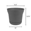 Bloem 12.75 in. H X 14 in. W Plastic Saturn Planter Charcoal