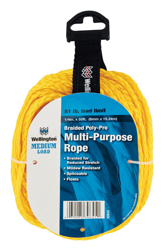 Wellington 1/4 in. D X 50 ft. L Yellow Braided Poly Rope