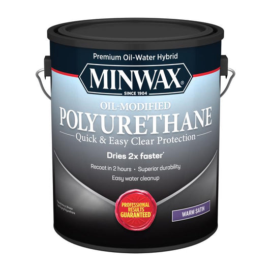 Minwax Transparent Satin Clear Water-Based Latex Oil-Modified Polyurethane 1 gal. (Pack of 2)