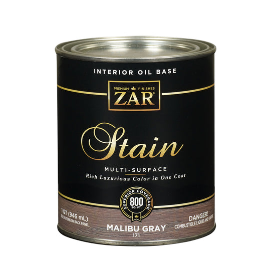 ZAR Solid Satin Malibu Gray Oil-Based Wood Stain 1 qt (Pack of 4).