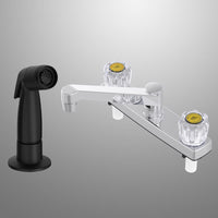 Home Plus Two Handle Chrome Kitchen Faucet Side Sprayer Included - Open Box