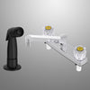 Home Plus Two Handle Chrome Kitchen Faucet Side Sprayer Included - Open Box
