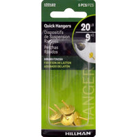 Hillman AnchorWire Brass-Plated One Piece Quick Hanger 20 lb. 5 pk (Pack of 10)