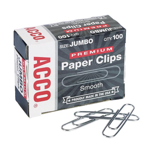 Acco Jumbo Paper Clips 100 pk (Pack of 10)