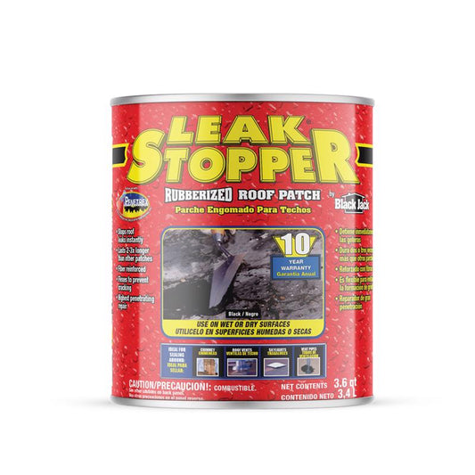 Leak Stopper Gloss Black Rubber Roof Patch 1 gal. (Pack of 6)
