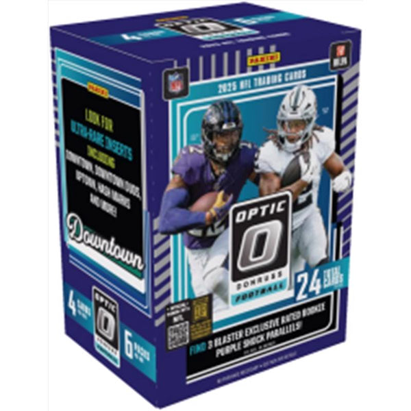 Caja bláster de tarjetas coleccionables de fútbol americano Panini 2025 Donruss Optic (paquete de 20)