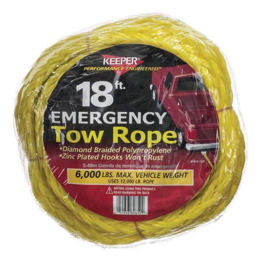 Keeper 7/8 in. W X 18 ft. L Yellow Tow Rope 6000 lb 1 pk