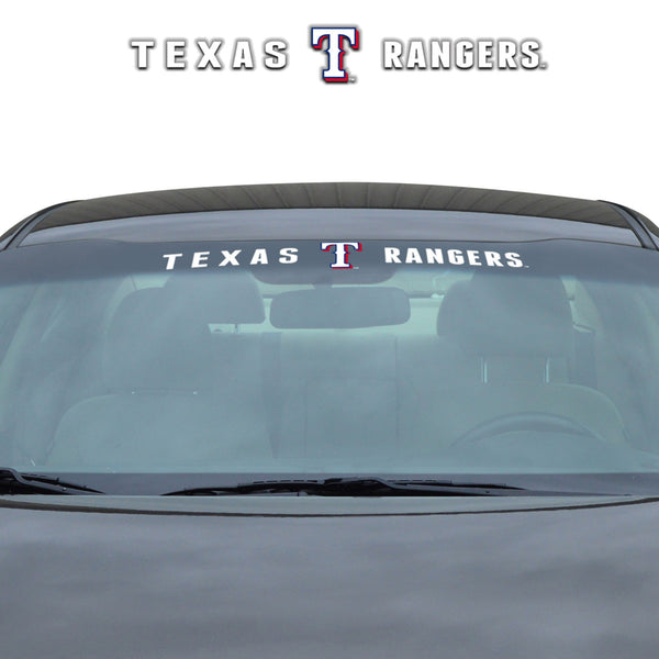 MLB - Calcomanía para parabrisas con rayas solares de los Texas Rangers, 3,25 x 34 pulgadas.