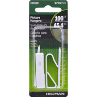 Hillman AnchorWire Steel-Plated White Standard Picture Hanger 100 lb. 2 pk (Pack of 10)