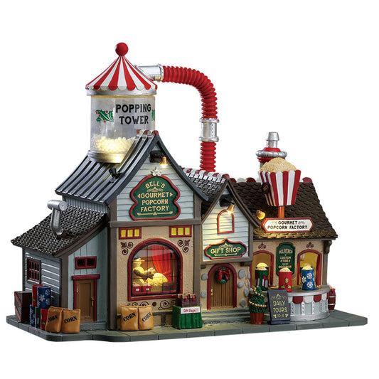 Lemax Multicolor 7-Light Bell is Gourmet Popcorn Factory Christmas Village 9.84 H x 5.91 W in.