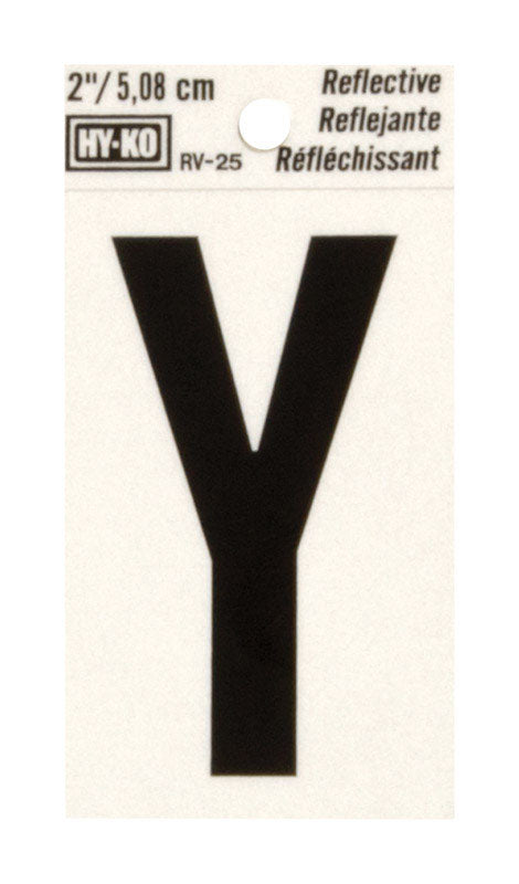 Hy-Ko 2 in. Reflective Black Vinyl Letter Y Self-Adhesive 1 pc. (Pack of 10)