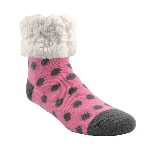 Pudus Unisex Classic Polka Dot One Size Fits Most Slipper Socks Pink (Pack of 3)