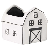 Sullivans Black/White Ceramic 4.5 in. H Charming Barn Planter (Pack of 2)