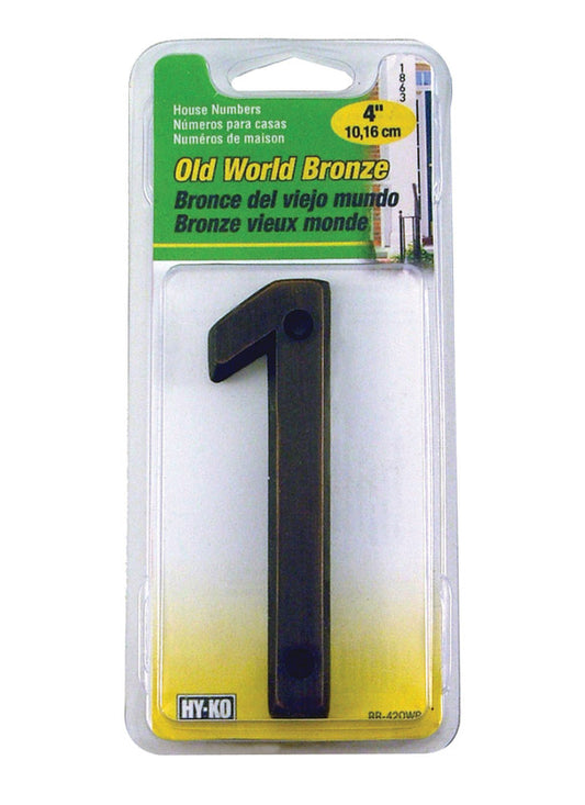 Hy-Ko 4 in. Bronze Brass Nail-On Number 1 1 pc
