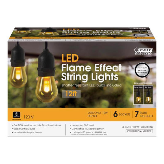 Feit Electric LED Flame Bulb String Lights Amber 6 lights