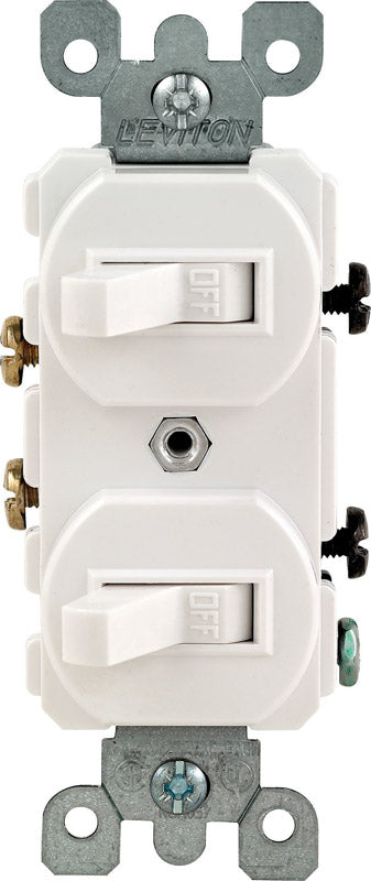 Leviton 15 amps Single Pole Toggle Switch White 1 pk