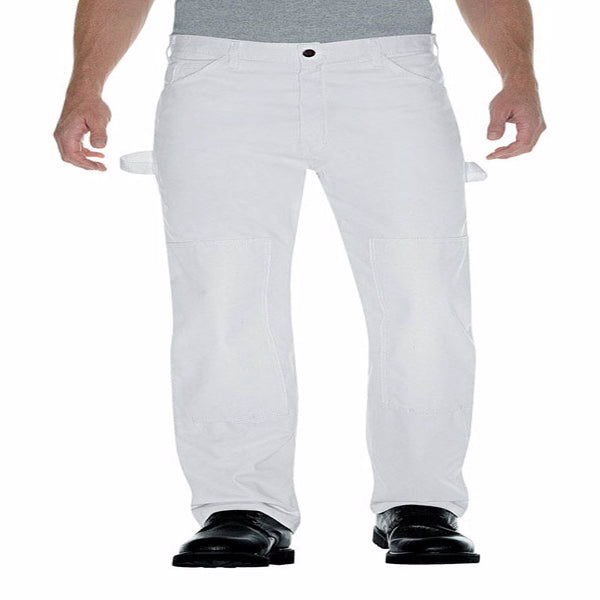 Pantalones Dickies de algodón con doble rodilla para hombre, color blanco, 30 x 30