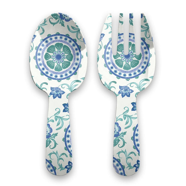TarHong Multicolored Melamine Rio Turquoise Floral Serving Spoon 2 pc (Pack of 4)