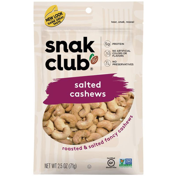 Anacardos salados Snak Club, bolsa de 2,5 oz (paquete de 6)
