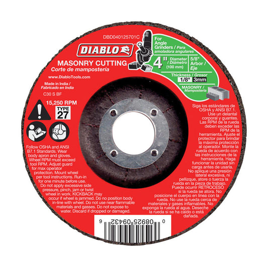 Diablo 4 in. D X 5/8 in. Silicon Carbide Masonry Cut-Off Disc 1 pk
