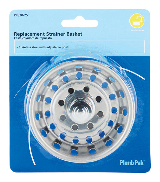 Plumb Pak 3-1/2 in. D Chrome Stainless Steel Replacement Strainer Basket Silver