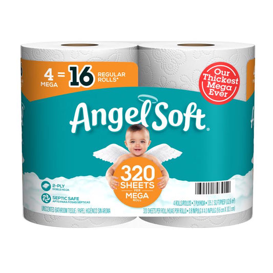 Angel Soft Toilet Paper 4 Rolls 429 sheet 45 ft. (Pack of 12)