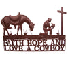 De Leon Collections Metal Faith , Hope And Love Cowboy Sign 20.8" X 14"
