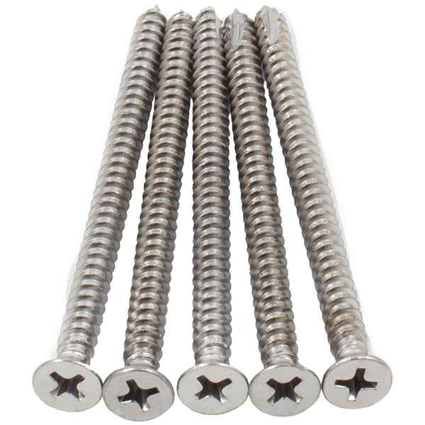 Tornillos para bisagra de puerta, #9 x 2-3/4", paquete de 100, cromado pulido, de Stone Harbor Hardware