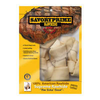 Savory Prime American Supreme Medium Adult Knotted Bone Beef Rawhide 6-7 in. L 6 pk