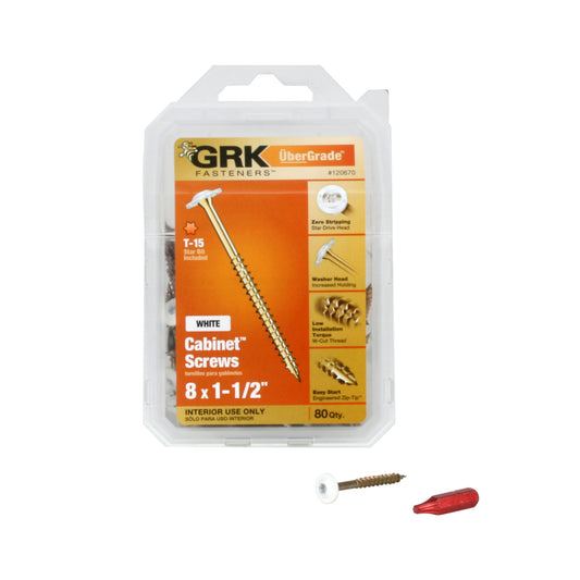 GRK Fasteners No. 8 X 1-1/2 in. L Star Coated Cabinet Screws 80 pk