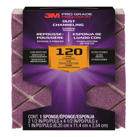 3M 4-1/2 in. L X 2-1/2 in. W X 1 in. 120 Grit Fine Block Dust Channeling Sanding Sponge