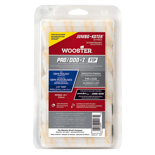 Wooster Pro/Doo-Z 4.5 in. W X 1/2 in. S Jumbo Paint Roller Cover 10 pk (Pack of 4)