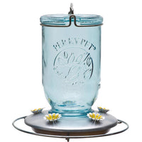 Perky-Pet Hummingbird 32 oz Glass/Metal Mason Jar Nectar Bird Feeder 5 ports (Pack of 2)