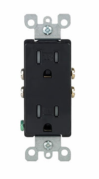 Leviton Decora 15 amps 125 volt Duplex Black Outlet 5-15R 1 pk