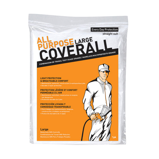 Trimaco Fabric Coveralls White L 1 pk (Pack of 6)