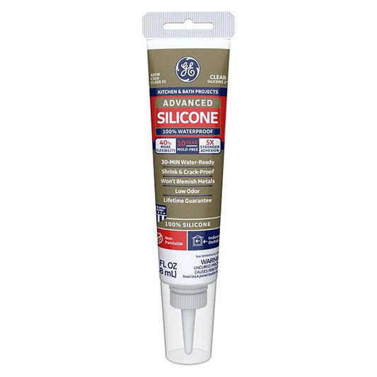 GE Silicone 2 Clear Silicone 2 Kitchen and Bath Silicone 2.8 oz. (Pack of 12)