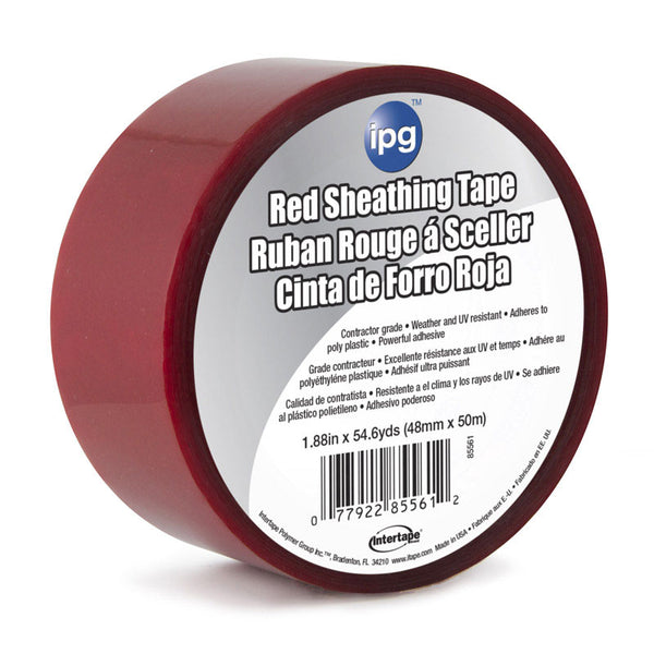 Cinta adhesiva acrílica roja para revestimiento IPG de 1,88 pulg. de ancho x 54,6 yd. de largo