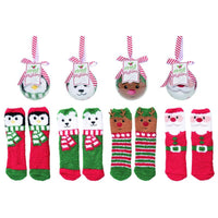 Transpac Assorted Plush Socks in Orn Ball Indoor Christmas Decor 3.94 in. (Pack of 12)