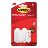 3M Command Small Plastic Hook 2-1/8 in. L 2 pk (Pack of 6)