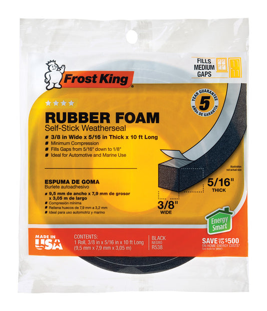Frost King Black Rubber Foam Weather Seal For Doors and Windows 10 ft. L X 0.32 in.