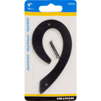 Hillman 4 in. Black Aluminum Nail-On Number 9 1 pc (Pack of 3)