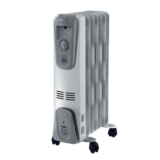 Soleil Indoor Metal Gray/White Oil Filled Electric Radiator Heater 1500W 110V 160 sq. ft. Coverage