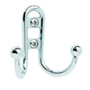 Amerock  2-3/4 in. L Polished Chrome  Silver  Zinc  Small  Double Prong  Hook  1 pk
