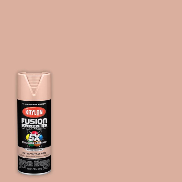 Krylon Fusion All-in-One Flat/Matte Vintage Rose Paint +Primer 12 oz (Pack of 6)
