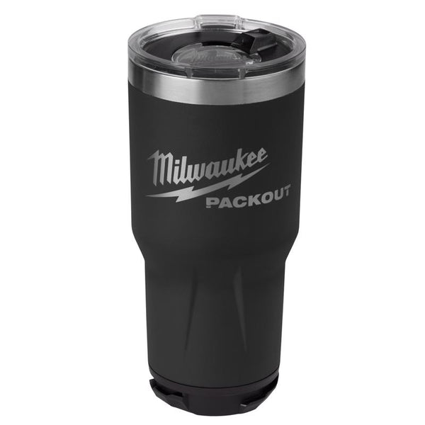 Vaso de pared doble Milwaukee Packout de 30 oz, color negro