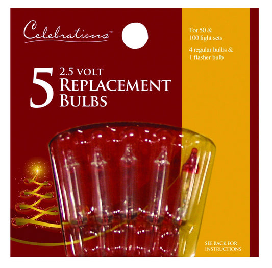 Celebrations Mini Incandescent Replacement Bulb Clear 5 lights (Pack of 25)