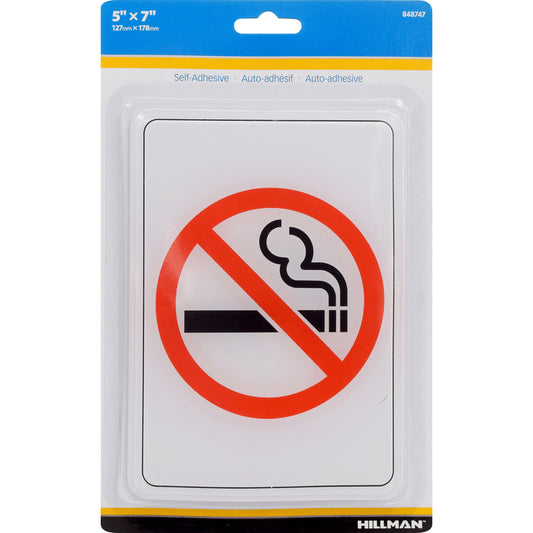 Hillman English White No Smoking Sign 5 in. H X 7 in. W (Pack of 6)